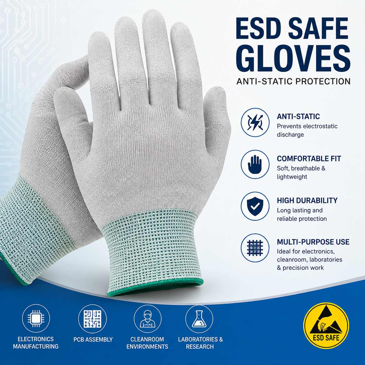 DISHIVA Top Fit M ESD Work Gloves