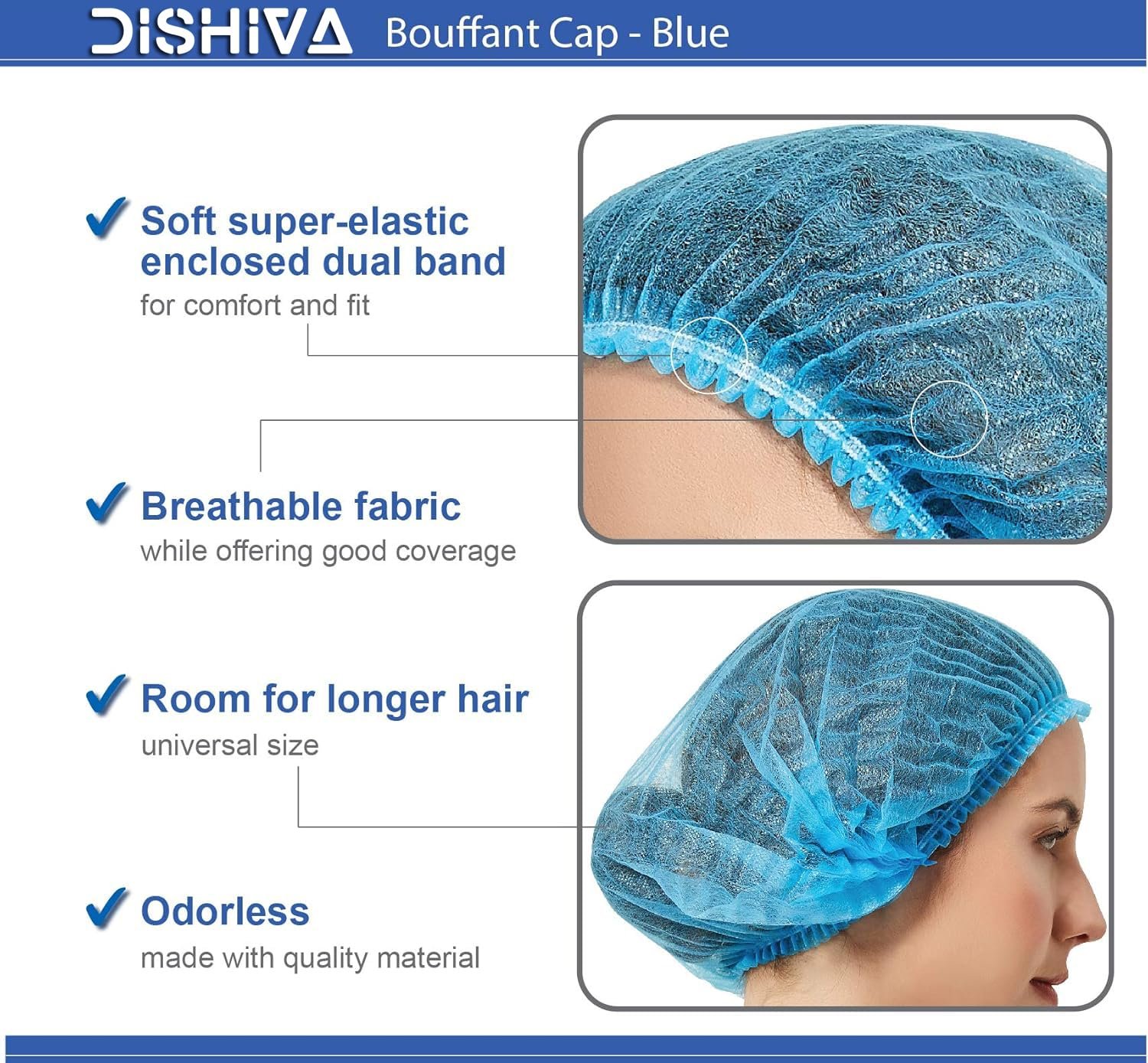 Bouffant Cap Blue Side View