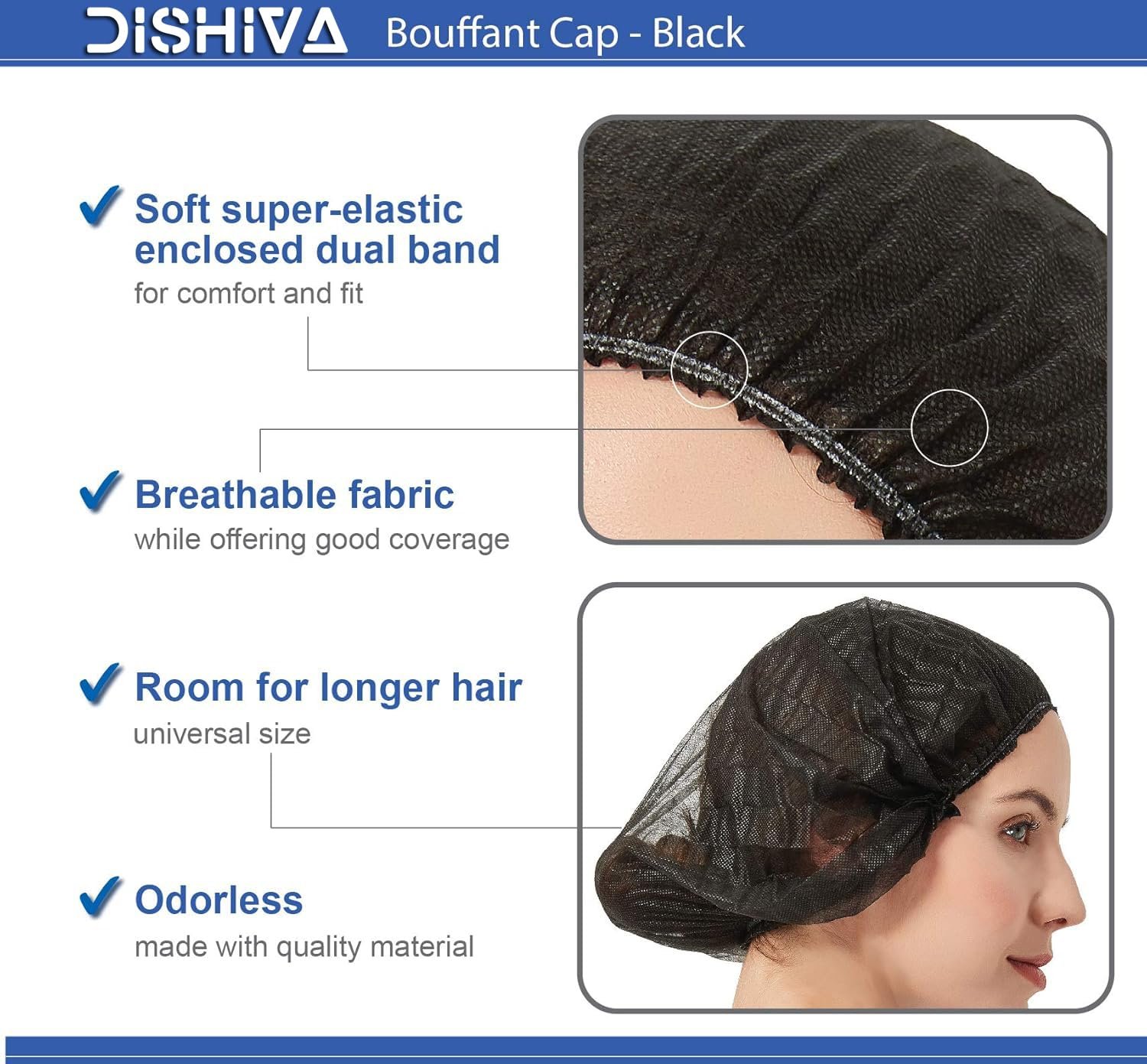 Bouffant Cap Black Image 2